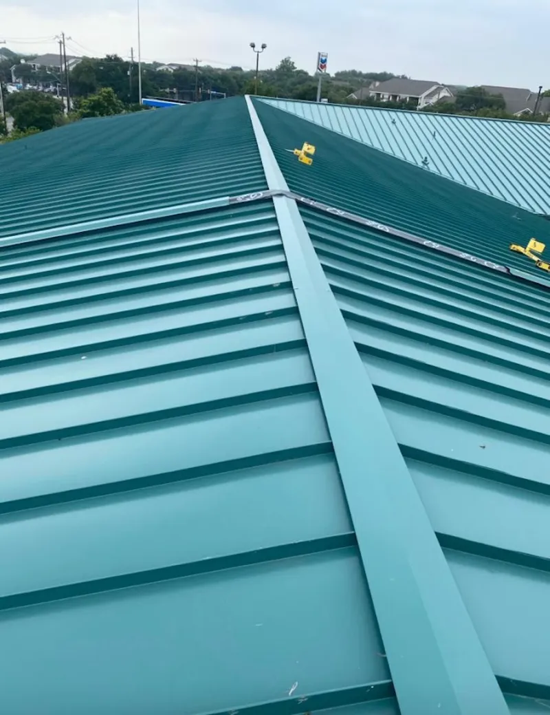 Green commercial metal roof ridge and valley for Metal Roof Repair in Nappanee